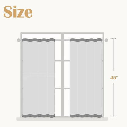 jinchan Boho Kitchen Curtains Linen Tier Curtains 45 Inches Bohemian Cafe Small Drapes Striped Mudcloth Farmhouse for Bathroom RV Camper Light Filtering Rod Pocket 2 Panels Black on Beige