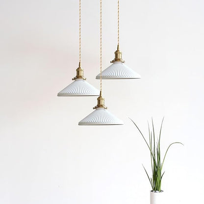 Ceramic Pendant Light, Minimalist Pleated Modern Pendant Light, Kitchen Island Bedroom Dining Room Bar Pendant Lighting
