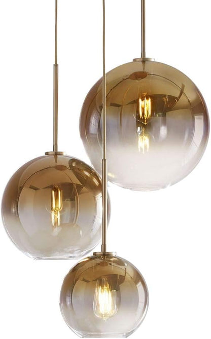 Gradient Color Glass Pendant Light,Modern Glass Hanging Light Chandelier Light (Gold, 25cm)