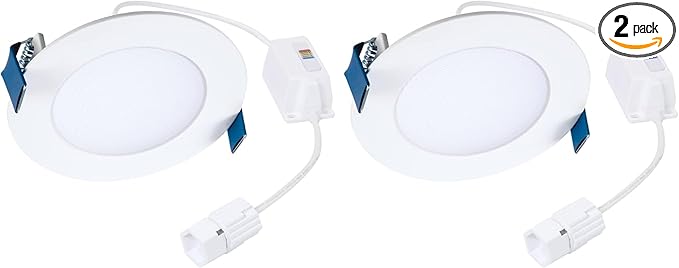 HALO HLBQL4069FSE010 LED Canless Downlights, Remote Power Supply, Selectable 2700K, 3000K, 3500K, 4000K, 5000K CCT HLB QuickLink Low Voltage 0-10V 4 inch White (Pack of 2)