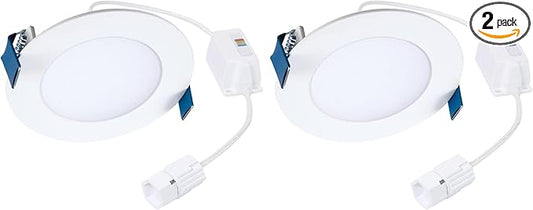 HALO HLBQL4069FSE010 LED Canless Downlights, Remote Power Supply, Selectable 2700K, 3000K, 3500K, 4000K, 5000K CCT HLB QuickLink Low Voltage 0-10V 4 inch White (Pack of 2)