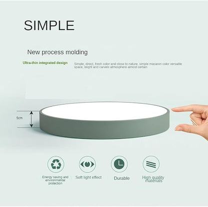LED Ceiling Light Fixture,16 Inch Modern Round Recessed Ceiling Lights,Dimmable Light,24W Green Close to Ceiling Lighting Flush Mount Living Room Bedroom,3000K-6000K