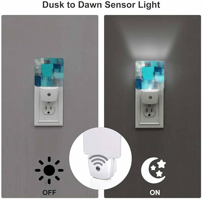 Wall Texture Night Light Turquoise Plug into Wall with Dusk to Dawn Light Sensors 0.5W Warm Nightlights for Bedroom Bathroom Hallway