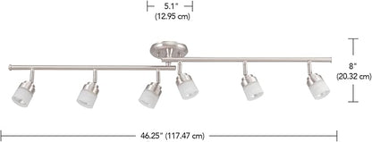 Globe Electric 59865 Spence 6-Light Foldable Track Lighting, Brushed Nickel, Frosted Glass Shades