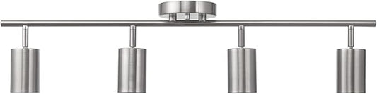 Globe Electric Pratt 4-Light Track Lighting, Brushed Nickel Finish, Bulb Not Included