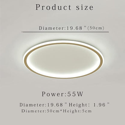 Dimmable LED Ceiling Light Fixture Flush Mount,20" Modern Round Recessed Ceiling Lamp with APP Adjustment,Gold 55W Close to The Ceiling Lighting Living Room Bedroom,3000K-6000K Ceiling Lamp