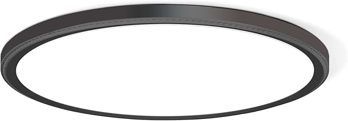 WKONCLDY 3200lm LED Flush Mount Ceiling Light, Super Slim 12 inch LED Ceiling Light, 5000K LED Ceiling Light for Bedroom, Living Room, Dining Room (Black, One Pack)