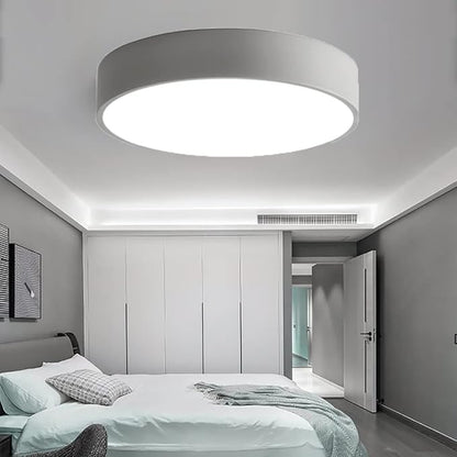 LED Ceiling Light Fixture,16 Inch Modern Round Recessed Ceiling Lights, Dimmable Light,Grey 24W Close to Ceiling Lighting Flush Mount Living Room Bedroom,3000K-6000K