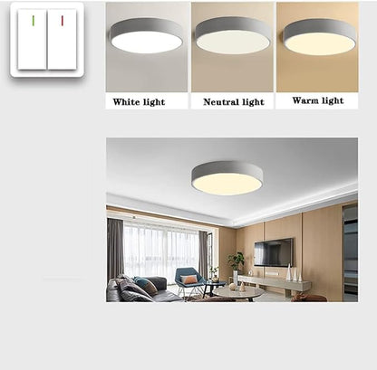 LED Ceiling Light Fixture,12 Inch Modern Round Recessed Ceiling Lights,3000K-6000K Ceiling Lamp Dimmable Light,Grey 18W Close to Ceiling Lighting Flush Mount Living Room Bedroom