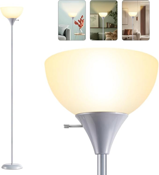 RISLG Floor Lamp, Standing Lamp, Modern Floor Lamps with Drop-Resistant White Lampshade, E26 Socket, Industrial Floor Lamp for Living Room Bedroom Study Office