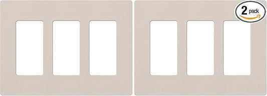 Lutron Claro 3 Gang Decorator/Rocker Wallplate, Satin, Taupe (2-Pack) | SC-3-TP