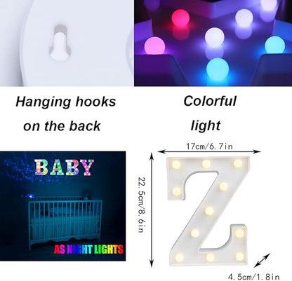 LED Marquee Letter Lights, 18 Colors Changing Light Up Letters with Remote, RGB Alphabet Letters Sign for Girls Boys Gift Birthday Party Night Light Bedroom Wedding Christmas Decor-Colorful Z