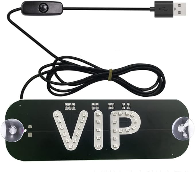 VIP Red Lights, Shared Car LED Sign, Rideshare Sign Decor with DC12V Car Charger Inverter, for Rideshare Driver, 6ft Cable (Red Light, USB Switch)