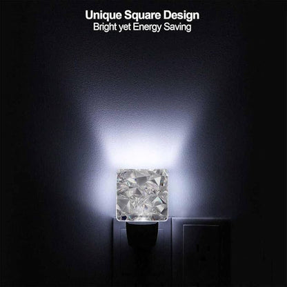 Crystal Night Light Abstract 3D Clear Texture 0.5W Night Lights Auto LED Lamp Energy Saving Square Lights for Room Bedroom Bathroom