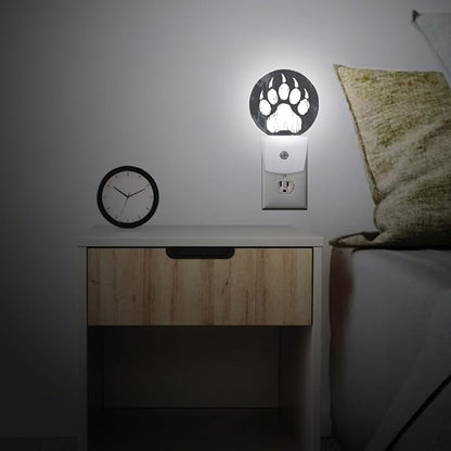 Animal Bear Paw Print Night Light Auto Sensor Led Dusk to Dawn Lamp Home Decor for Men Women