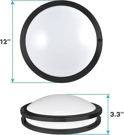 LUXRITE 12 Inch LED Flush Mount Ceiling Light, 5 Color Selectable 2700K | 3000K | 3500K | 4000K | 5000K, Dimmable, Modern Ceiling Light Fixture, 14W, 1120 Lumens, Energy Star, ETL Listed, Matte Black