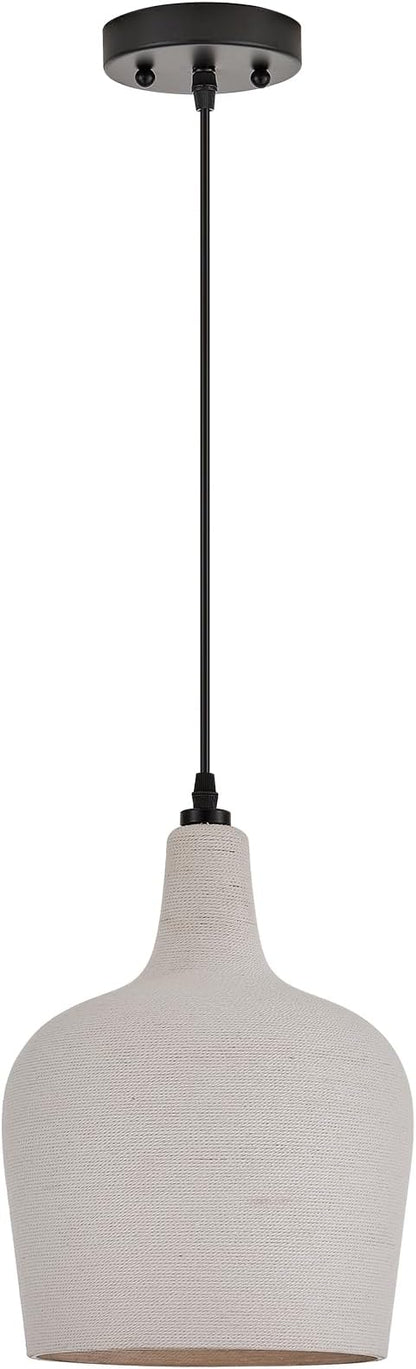 Large Hammered Glass Rattan Pendant Light Boho 1 Light Single Dome Pendant Lighting Fixtures for Kitchen Island Dining Room Hallway, Dia 9 Inch, UL Listed