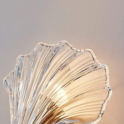 LITFAD Single-Bulb Sleeping Room Sconce Light Contemporary Scallop Shade Glass Wall Mount Lighting Creative LED Wall Lamp Bedside Lamp for Bedroom Hotel Restaurant Corridor, Clear
