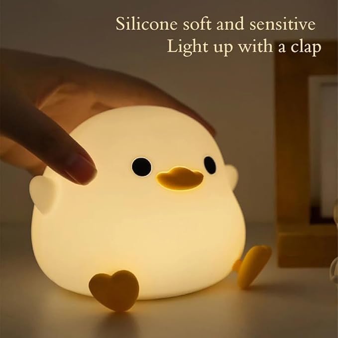IFTHFOUR DoDo Duck Night Light, LED Cute Silicone Dimmable Nursery Lamp, Rechargeable USB-C Bedside Touch Sensor Lamp, RGB & Warm White Light for Kids, Bedrooms, Dorm Decor, and Gift Ideas(Charging)