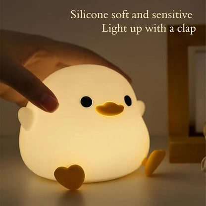 IFTHFOUR DoDo Duck Night Light, LED Cute Silicone Dimmable Nursery Lamp, Rechargeable USB-C Bedside Touch Sensor Lamp, RGB & Warm White Light for Kids, Bedrooms, Dorm Decor, and Gift Ideas(Charging)