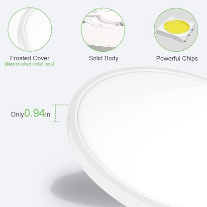 LightingWill 15.7 Inch LED Flush Mount Ceiling Light Fixture, 5000K Daylight White, 3800LM, 32W, Flat Modern Round Lighting Fixture, 320W Equivalent White Ceiling Lamp for Kitchens, Bedrooms.etc.