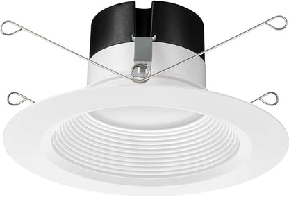 Juno E Series 5"/6" LED Ceiling Light, Baffle Trim Recessed Lighting with 5-in-1 Switchable White Color, 900 Lumens, Wet Rated LED Downlight, Dimmable, White, 12-Pack