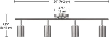 Globe Electric Pratt 4-Light Track Lighting, Brushed Nickel Finish, Bulb Not Included