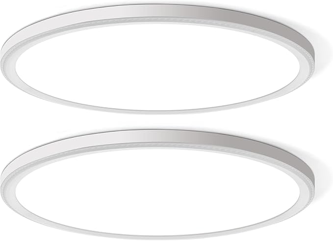 WKONCLDY Two Pack 4700lm LED Flush Mount Ceiling Light, Super Slim 16 inch 5000K LED Ceiling Light for Bedroom, Living Room, Dining Room (White)