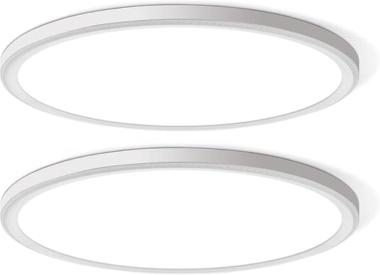 WKONCLDY Two Pack 4700lm LED Flush Mount Ceiling Light, Super Slim 16 inch 5000K LED Ceiling Light for Bedroom, Living Room, Dining Room (White)