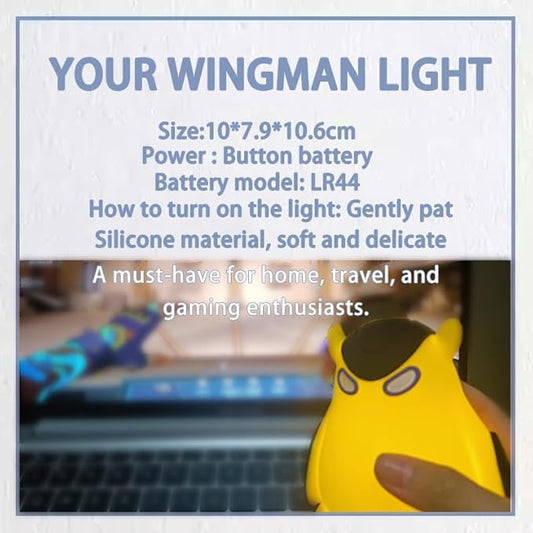Cute Yellow Partner Lamp, LED Animal Night Light, Nightlight for Room Decor,Button Cell Bedside Touch Silicone Lamp, Unique Dorm Decor Gift