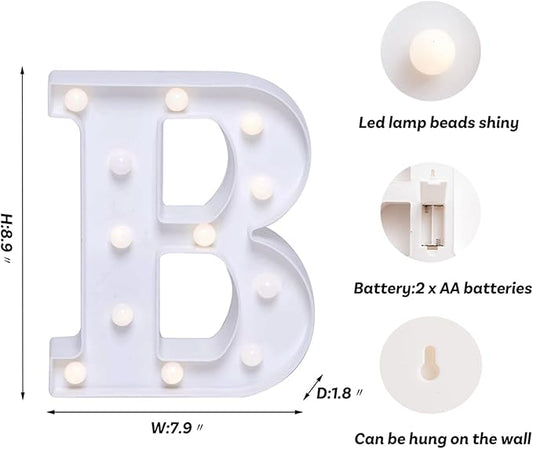 Foaky LED Letter Lights Sign Marquee Light Up Letters Sign for Night Light Wedding/Birthday Party Battery Powered Christmas Lamp Home Bar Decoration(B)