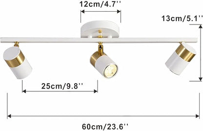 White 3 Lights Track Lighting Fixtures, LED Track Lighting with Rotatable Light Head & GU10 Bulbs, Ceiling Spotlight Fixtures for Farmhouse Garage Basement Shower