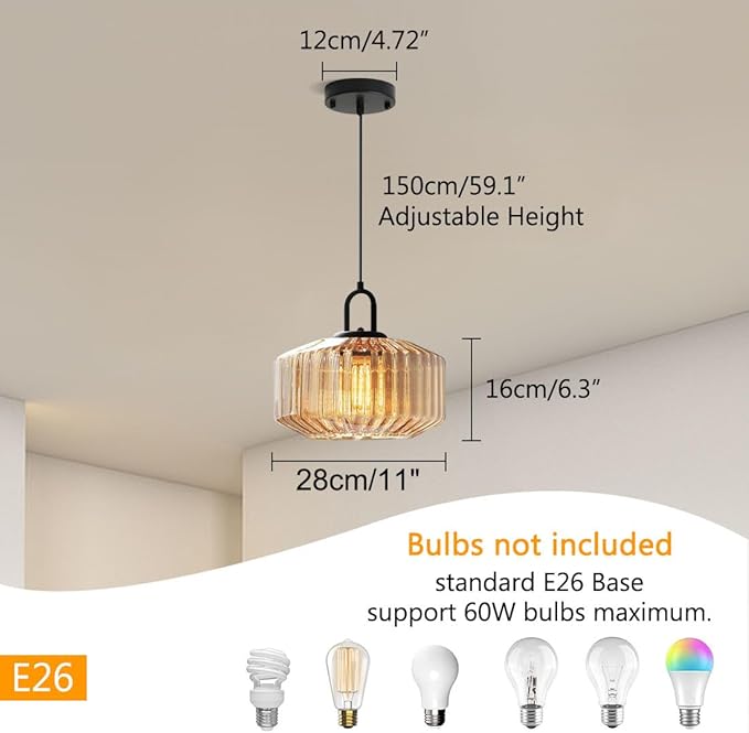 Amber Glass Pendant Light fixtures Dining Room Mid Century Modern Pendant Light Blown Globe Shade Design Kitchen Large Glass Pendant Lights Above Table Vintage Ceiling Pendant Light