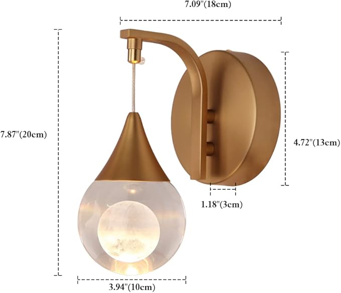 Modern Moon Wall Light, Globe Wall Sconce Light, Led Wall Lamp for Bedroom Living Room Hallway, 3300k Warm White | Dimmable | Matte Brass