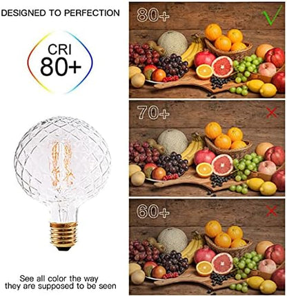 Vintage LED Edison Bulb G30 G95 4W Dimmable LED Filament Bulb Globe Pineapple Shaped Light Bulb 2300K Warm White E26 400LM Equivalent 40W Incandescent (Clear)