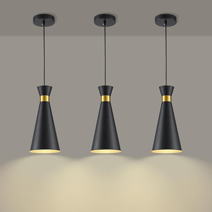 2026 New Pendant Lights Kitchen Island 3 Pack Black Gold, 5.9" Mini Modern Island Lights for Kitchen Pendant Light fixtures Adjustable Hanging Small Farmhouse Kitchen Island Lighting for Sink Bar