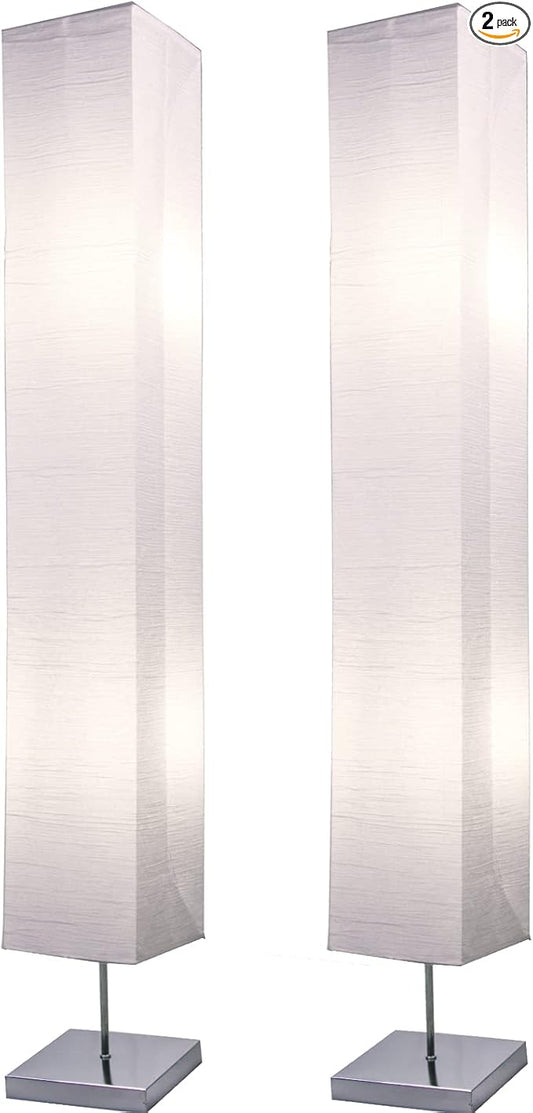 LIGHTACCENTS Home Decor Floor Lamp (Set of 2) 59 Inch Paper Floor Lamp Pair with Polished Chrome Base, Room Decor Lamps for Living Room, Rice Paper Lantern Lights, On/Off Footswitch