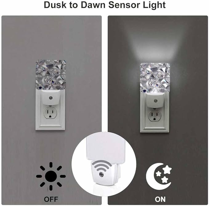 Crystal Night Light Abstract 3D Clear Texture 0.5W Night Lights Auto LED Lamp Energy Saving Square Lights for Room Bedroom Bathroom