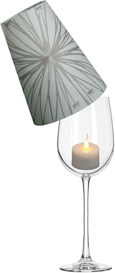 Royal Designs Vellum Tea Light Paper Wine Glass Lampshade, Gray Starburst, Set of 20,TLS-1014-20