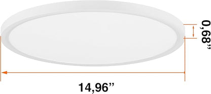 Sylvania 15" Dual Selectable Slim Ceiling Light Fixture, 24W/28W/32W, 2200/2600/3000 LMS, 5 Color Selectable (2700/3000 / 3500/4000 / 5000K), Dimmable, White Finish - 1 Pack (67282)