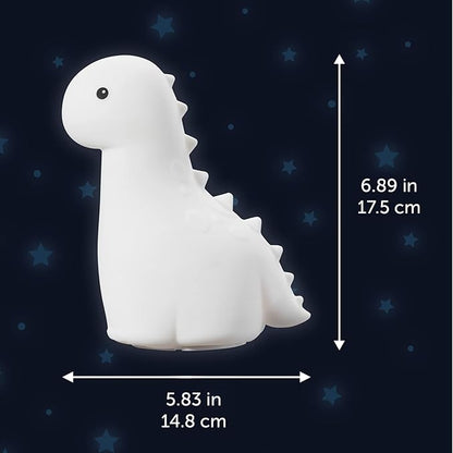 Globe Electric Multicolor LED Silicone Night Light, Brontosaurus Tap Light, Rechargeable, Color Changing, Soft BPA-Free Body, Kids Nursery Décor, 13848