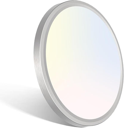 libtit 7 Inch Nickel Brushed Flush Mount Ceiling Light, 15W Ceiling Light Fixture,3000K/4000K/6500K Color Selectable,Ultra-Thin Round Ceiling Lighting Fixture for Bedroom Kitchen Pantry Basement