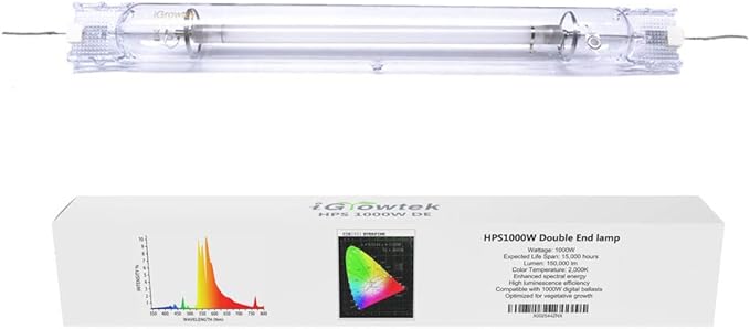 1000W Double Ended HPS Grow Light Bulb,High PAR Enhanced Red and Orange Spectrums CCT 2000K, Ultra Bright 155000 Lumens,1000W High Pressure Sodium Grow Lamp,1000 Watt DE HID Grow Bulb