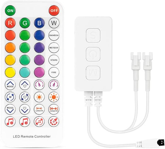 BTF-LIGHTING SK6812RGBW WS2814 TM1824 UCS2904 Built-in Mic SP617E Bluetooth Controller Sync Music Mode Timer for RGB+Pure White LED Strip Lights Andriod iOS APP /3 Keys Button/IR Remote Control
