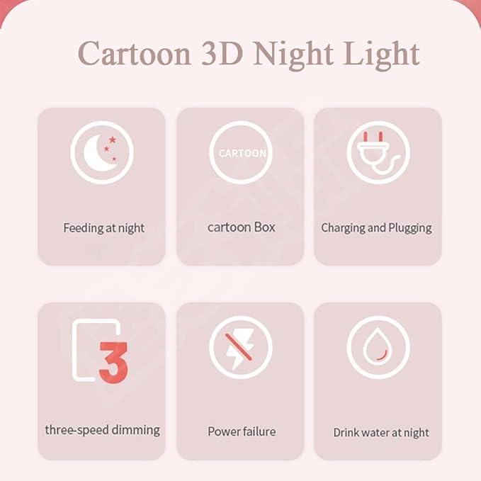 3 Color Change Cartoon Night Light, 3D Kawaii LED Desk Lamp, Acrylic Sleep Night Lamp As Best Gifts for Women Teens Boys Girls