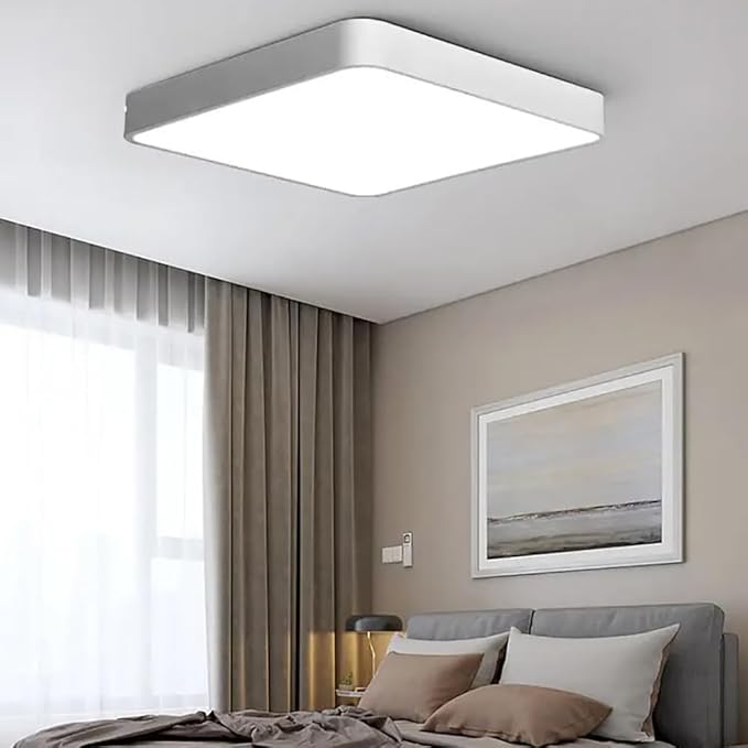 Dimmable LED Flush Mount Ceiling Light Fixture with 3000K-6000K Light Color Adjustable,36W 16Inch Close to Ceiling Lamp Modern Squre Lights for Bedroom Kitchen, White Recessed Indoor Lighting