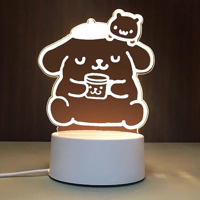 3 Color Change Cartoon Night Light, 3D Kawaii LED Desk Lamp, Acrylic Sleep Night Lamp As Best Gifts for Women Teens Boys Girls (Purin)