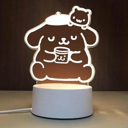 3 Color Change Cartoon Night Light, 3D Kawaii LED Desk Lamp, Acrylic Sleep Night Lamp As Best Gifts for Women Teens Boys Girls (Purin)