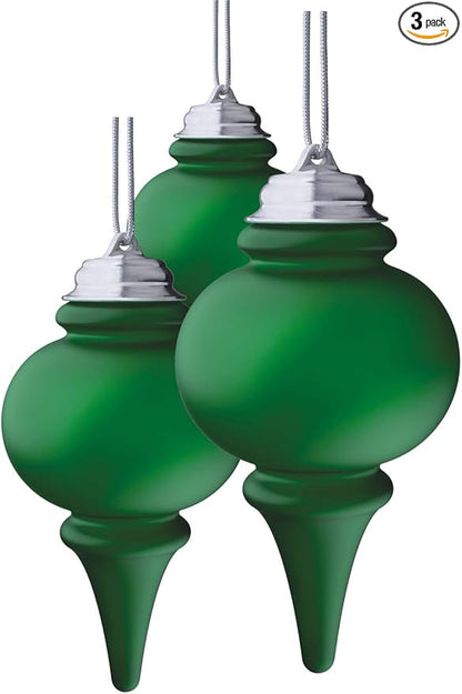 Xodus Innovations WP660-3 Battery Powered 8 inch LED Finial Ornaments, Pulsing Action, Dusk Sensor (Pack of 3), Green