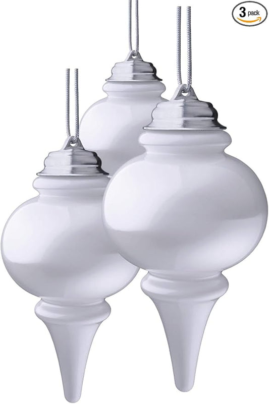 Xodus Innovations WP600-3 Battery Powered 8 inch LED Finial Ornaments, Pulsing Action, Dusk Sensor (Pack of 3) White